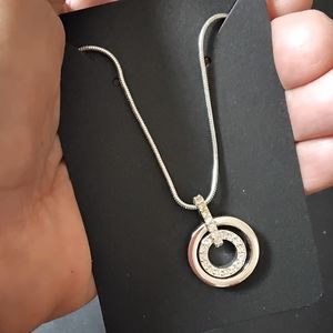 Swarovski crystal double circle pendent necklace